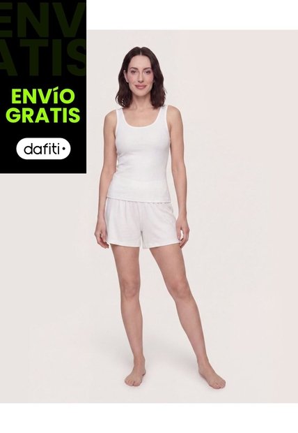Pijama Textura Comfort  Para Mujer Crema Ostu