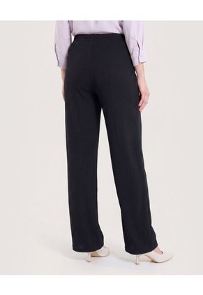 Pantalón Ancho Con Pretina Elástica  Para Mujer Negro Ostu