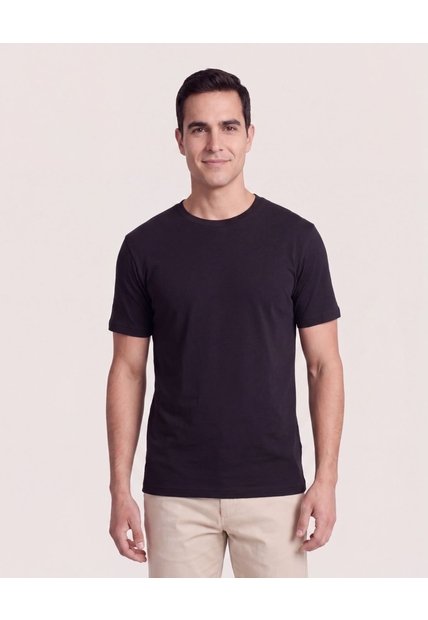 Camiseta Regular Tricot  Para Hombre Negro Ostu