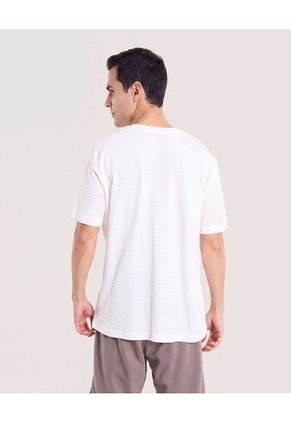 Camiseta Regular Preteñida Klang  Para Hombre Crema Ostu