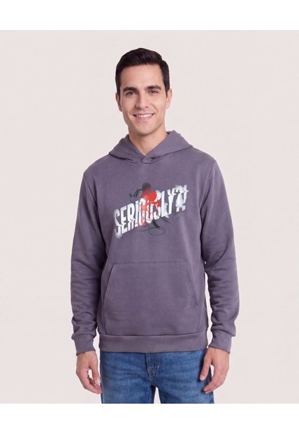 Buzo Hoodie Mickey  Para Hombre Gris Ostu