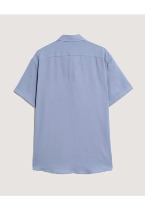 Camisa  Para Hombre Manga Corta Sin Bolsillo Cuello C Color Azul Marca Ostu #60010906