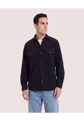 Chaqueta Con Bolsillos De Tapa  Para Hombre Negro Ostu Ostu