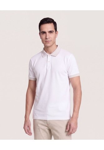 Polo Básica Cuello Tejido  Para Hombre Crema Ostu Ostu