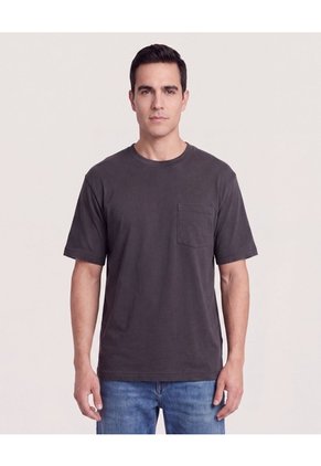 Camiseta Regular Texturizada Para Hombre Negro Ostu