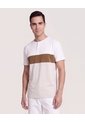 Camiseta Henley Con Corte Frontal  Para Hombre Crema Ostu de Ostu