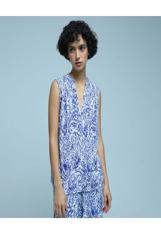 Blusa Para Mujer Manga Sisa Color Azul  Marca Ostu #40120963 Ostu