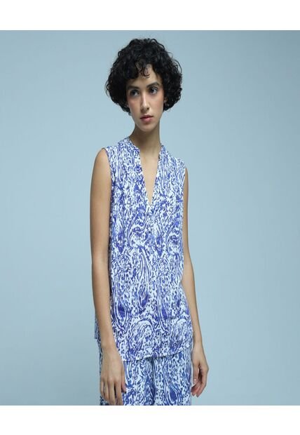 Blusa Para Mujer Manga Sisa Color Azul  Marca Ostu #40120963