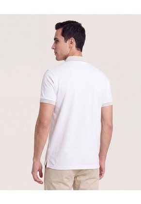 Polo Básica Cuello Tejido Para Hombre Crema Ostu