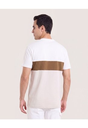 Camiseta Henley Con Corte Frontal  Para Hombre Crema Ostu