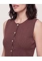 Chaleco Punto Buttons  Para Mujer Café Ostu de Ostu