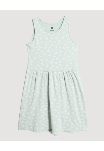 Vestido Floral Manga Sisa Para Niña  Infantil Niña Verde Ostu Ostu