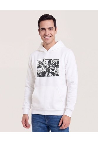 Buzo Hoodie Estampado Avengers  Para Hombre Crema Ostu Ostu