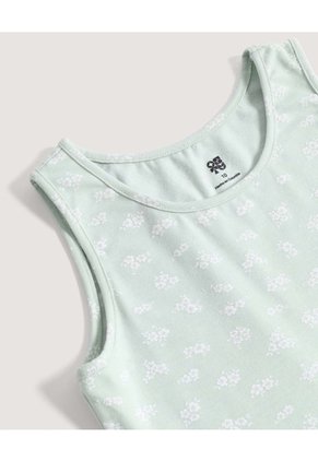 Vestido Floral Manga Sisa Para Niña  Infantil Niña Verde Ostu