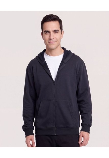 Buzo Hoodie Con Cremallera  Para Hombre Negro Ostu