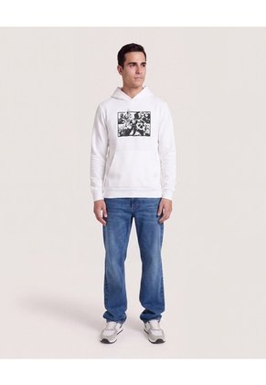 Buzo Hoodie Estampado Avengers  Para Hombre Crema Ostu