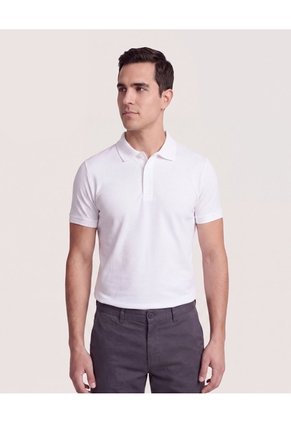 Polo Basica Para Hombre Blanco Ostu