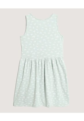 Vestido Floral Manga Sisa Para Niña  Infantil Niña Verde Ostu