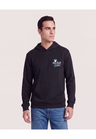 Buzo Hoodie Mickey Minimal  Para Hombre Negro Ostu Ostu
