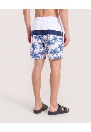 Pantaloneta De Baño Estampada  Para Hombre Azul Ostu