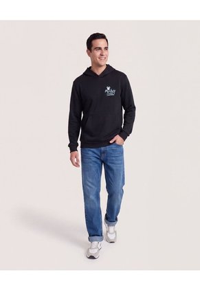 Buzo Hoodie Mickey Minimal  Para Hombre Negro Ostu