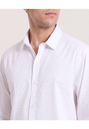 Camisa Lisa Manga Larga Clásica Para Hombre Blanco Ostu