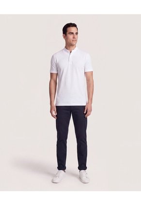 Polo Cuello Mao Regular Para Hombre Blanco Ostu