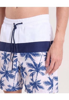 Pantaloneta De Baño Estampada  Para Hombre Azul Ostu