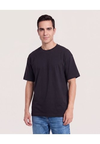 Camiseta Relaxed Básica  Para Hombre Negro Ostu Ostu