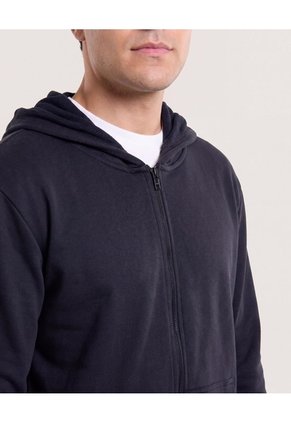 Buzo Hoodie Con Cremallera  Para Hombre Negro Ostu
