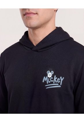 Buzo Hoodie Mickey Minimal  Para Hombre Negro Ostu