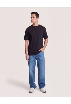 Camiseta Relaxed Básica  Para Hombre Negro Ostu