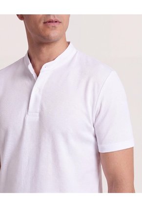 Polo Cuello Mao Regular Para Hombre Blanco Ostu