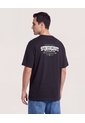 Camiseta Relaxed Básica  Para Hombre Negro Ostu de Ostu