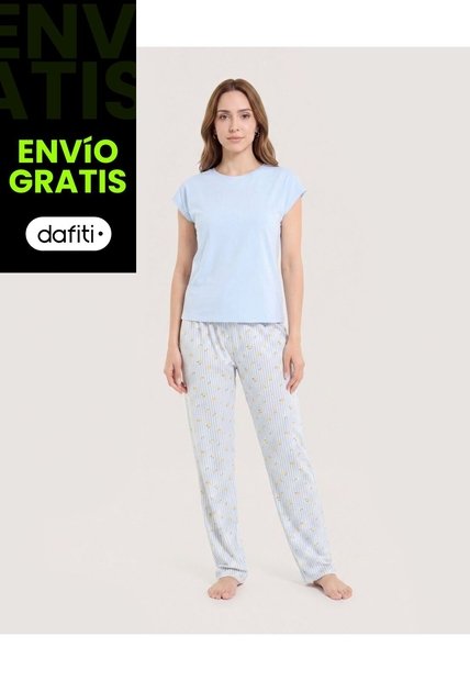 Pijama Rayas Comfort  Para Mujer Crema Ostu