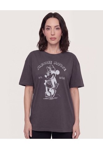 Camiseta Minnie Mouse Vintage  Para Mujer Gris Ostu Ostu