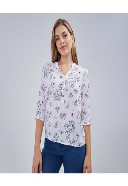 Blusa Para Mujer Manga 3/4 Color Blanco Marca Ostu #40120986