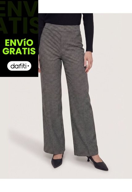 Pantalón Recto Estampado  Para Mujer Negro Ostu