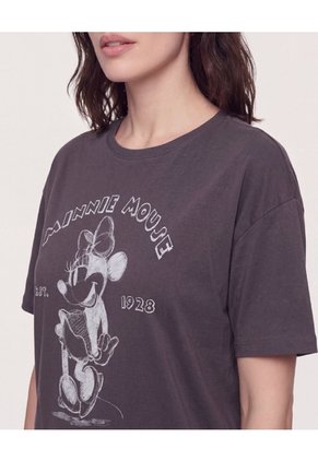 Camiseta Minnie Mouse Vintage Para Mujer Gris Ostu
