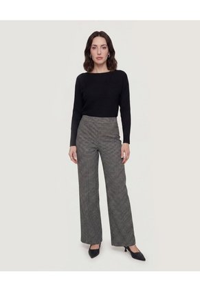 Pantalón Recto Estampado  Para Mujer Negro Ostu