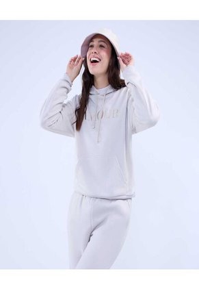 Buzo Para Mujer Hoodie Color Beige Marca Ostu #40060407