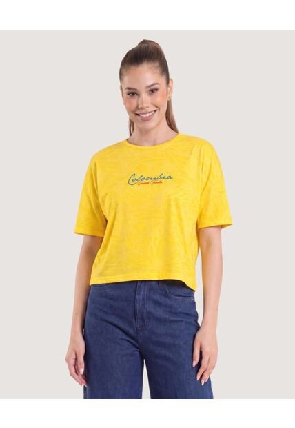 Camiseta Oversize De Colombia Mujer  Para Mujer Amarillo Ostu