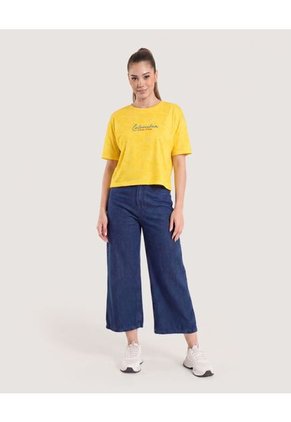 Camiseta Oversize De Colombia Mujer  Para Mujer Amarillo Ostu