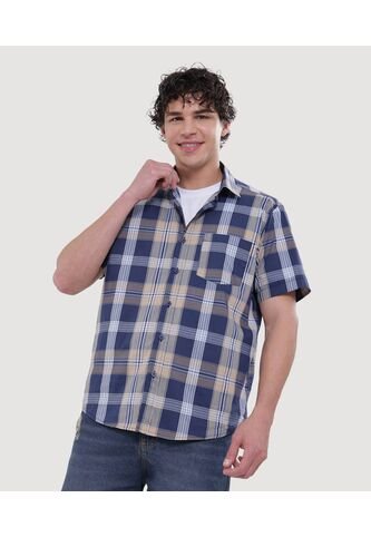 Camisa Para Hombre Manga Corta Con Bolsillo Color Camel Marca Ostu #60010717 Ostu