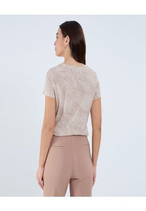 Camiseta Para Mujer Manga Corta Cuello Redondo Color Marfil Marca Ostu #40092426