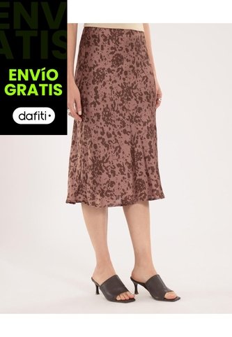 Falda Para Mujer Medio Color Café Marca Ostu #40140187 Ostu