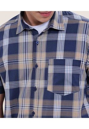 Camisa Para Hombre Manga Corta Con Bolsillo Color Camel Marca Ostu #60010717