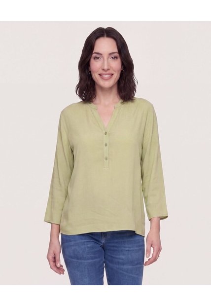 Blusa Basica Manga ¾  Para Mujer Verde Ostu