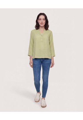 Blusa Basica Manga ¾ Para Mujer Verde Ostu