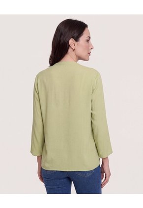 Blusa Basica Manga ¾ Para Mujer Verde Ostu